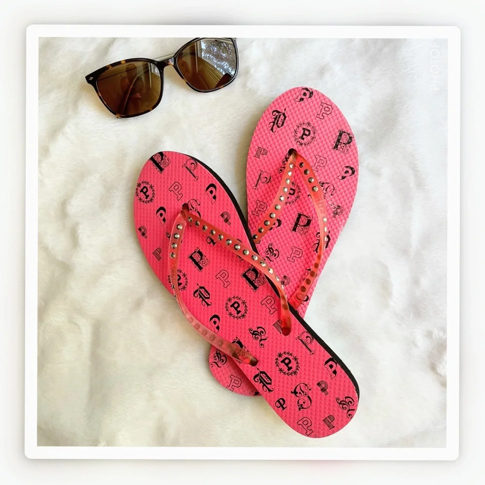 PINK Victoria’s Secret Bling Flip Flops Sandals  M 7/8